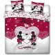 Parure de Lit double Minnie et Mickey Love, Textile Oeko-Tex, Housse de couette 240x220 cm, Taies d'Oreiller 63x63 cm