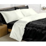 Drap de Satin - Parure de lit satin réversible noire / crème