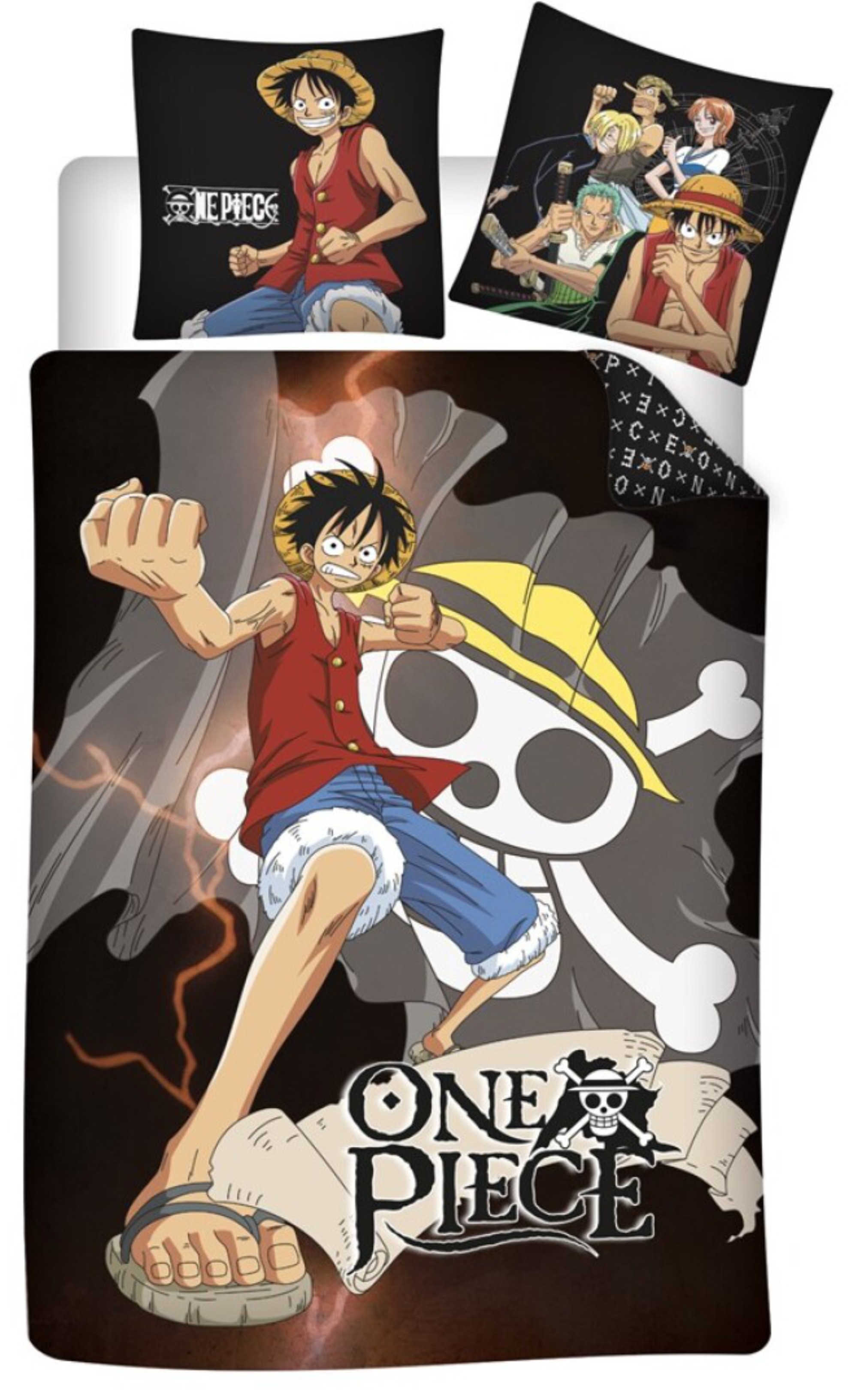 Parure De Lit One Piece Enfant - Housse Couette 140x200 Cm + Taie 63x63 Cm - Motif Luffy équipage - 10