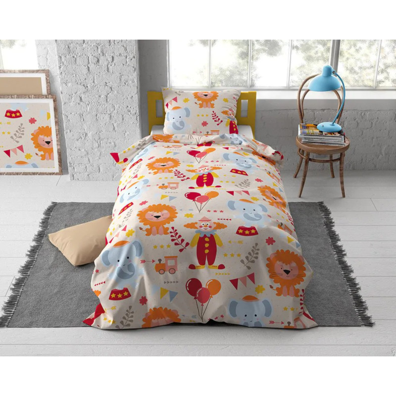Housse De Couette 140x200cm Enfant Dinosaures/Voitures - 100% Microfibre Douce | Taie Oreiller 65x65cm