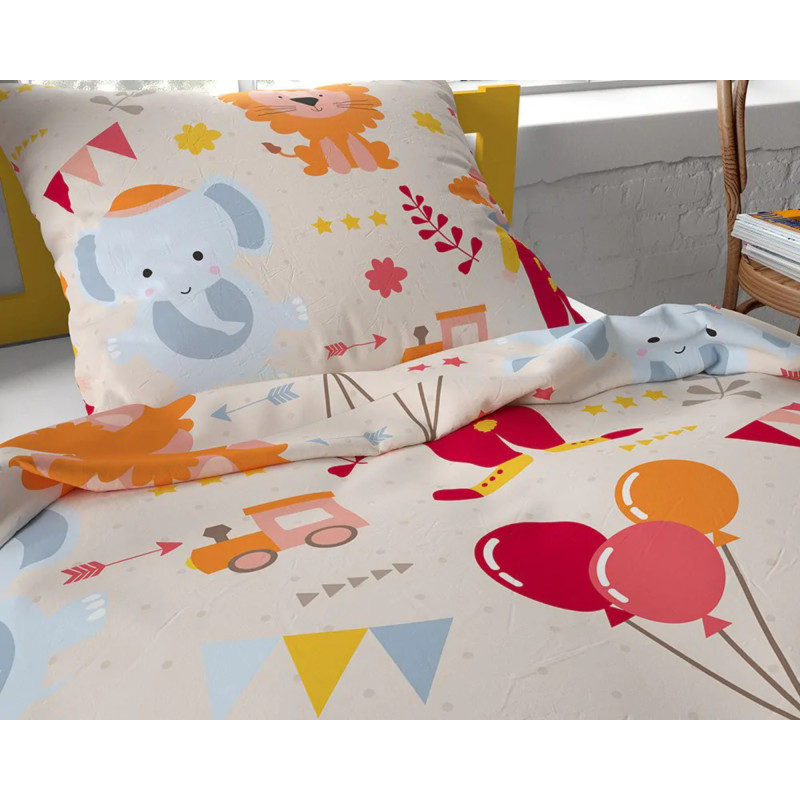 Housse De Couette Enfant 140x200cm + Taie 65x65cm - Imprimé Dinosaures/voitures 3D - 100% Microfibre