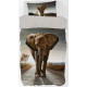 Parure de Lit Coton Réversible Eléphant, Housse de Couette 140x200 cm Taie