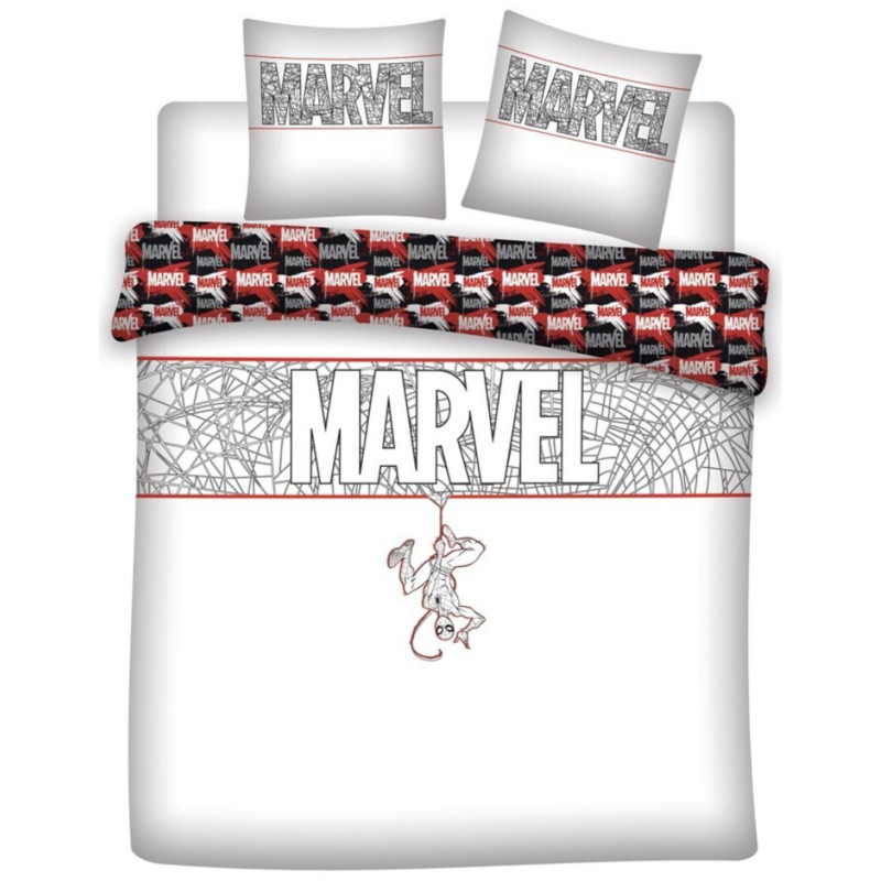 Parure De Lit Spiderman 240x220 Cm - Housse Couette + 2 Taies 65x65 Cm - 100% Coton - Enfant