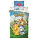 Pokémon - Parure de Lit Enfant Pikachu et Starter - Housse de Couette 140x200 Taie d'Oreiller 63x63 cm