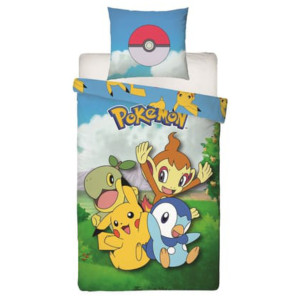 Pokémon - Parure de Lit Enfant Pikachu et Starter - Housse de Couette 140x200 Taie d'Oreiller 63x63 cm