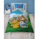 Pokémon - Parure de Lit Enfant Pikachu et Starter - Housse de Couette 140x200 Taie d'Oreiller 63x63 cm
