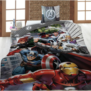 The Avengers - Parure de lit Enfant Iron Man et Captain America - Housse de Couette 140x200 cm Taie 63x63 cm
