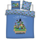 Parure de Lit double Minecraft Bleue, Polycoton Oeko-Tex, Housse de Couette 240x220 cm, 2 Taies d'Oreiller 65x65 cm