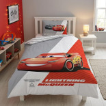 Parure de Lit Enfant Cars Flash McQueen, Polycoton Oeko-Tex, Lit 1 place, Housse de Couette 140x200 cm, Taie d'Oreiller 65x65 cm