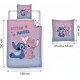 Parure de Lit Enfant Stitch et Angel Heart, Polycoton Oeko-Tex, Lit 1 place, Housse de Couette 140x200 cm, Taie 65x65 cm