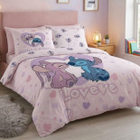 Parure de Lit double Stitch et Angel Duo, Polycoton Oeko-Tex, Housse de Couette 240x220 cm, 2 Taies d'Oreiller 65x65 cm